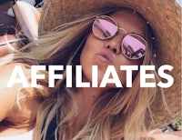 a woman wearing sunglasses and a straw hat with the words affiliates