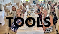 a group of women sitting at a table with the words tools